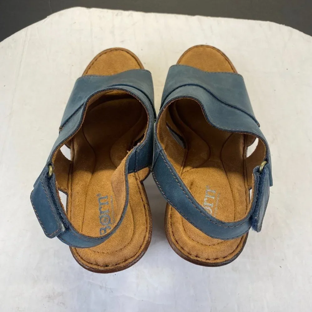 BORN WEKIVA Women's Leather Open Toe Slingback Pump Sz 10 M Chunk - Picture 14 of 15
